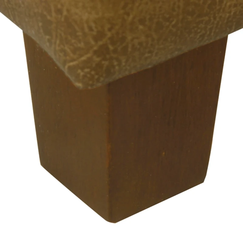 Brown Faux Leather Tufted Storage Ottoman