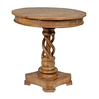 Wooden Twisted Base Barley Accent Table