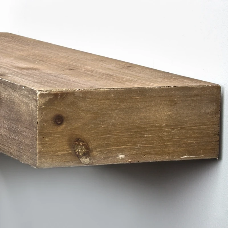 Brown Rustic Floating Wooden Shelf