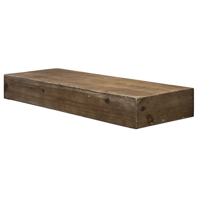 Brown Rustic Floating Wooden Shelf