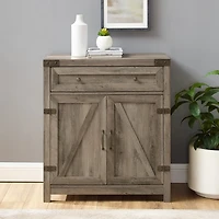 Gray Wash Wooden and Metal Barn Door Cabinet