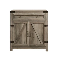 Gray Wash Wooden and Metal Barn Door Cabinet