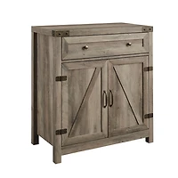 Gray Wash Wooden and Metal Barn Door Cabinet