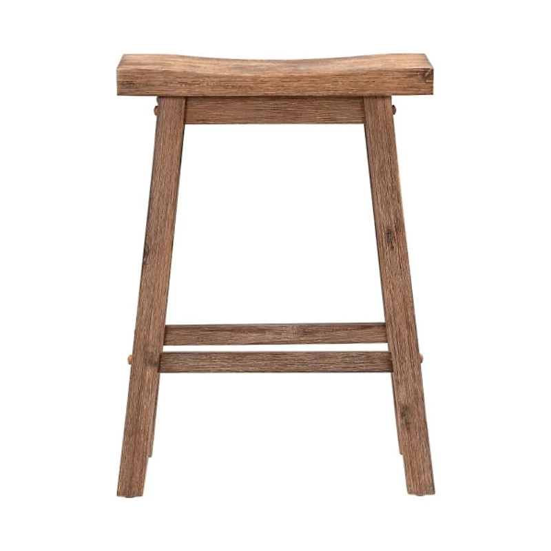 Brown Wooden Saddle Seat Counter Stool