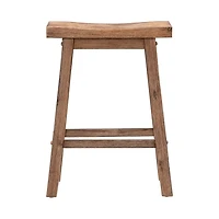Brown Wooden Saddle Seat Counter Stool