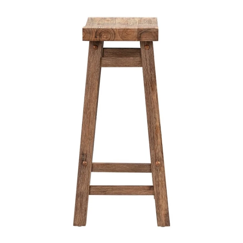 Brown Wooden Saddle Seat Counter Stool