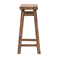 Brown Wooden Saddle Seat Counter Stool
