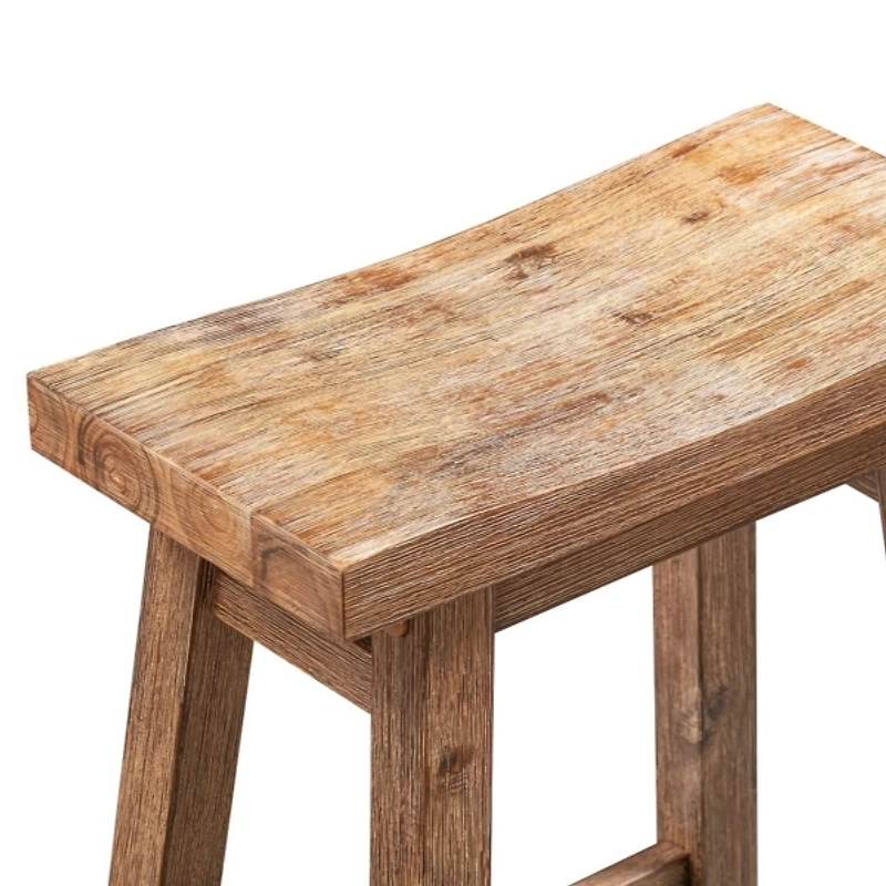 Brown Wooden Saddle Seat Counter Stool