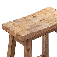 Brown Wooden Saddle Seat Counter Stool