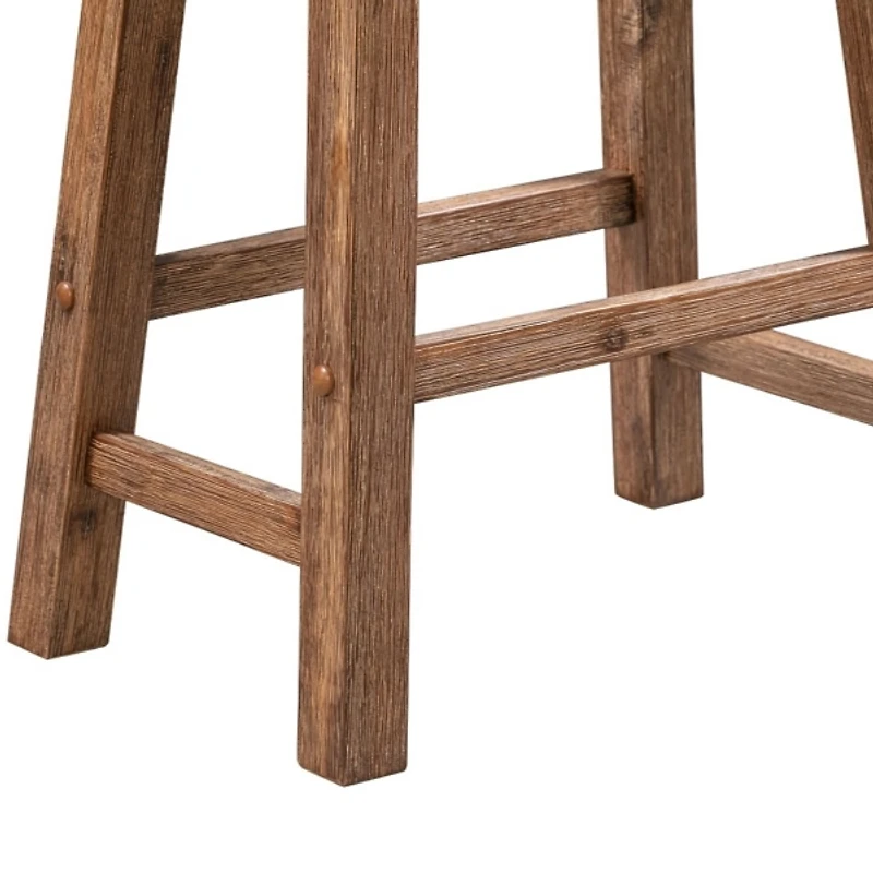 Brown Wooden Saddle Seat Counter Stool