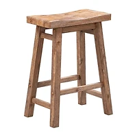 Brown Wooden Saddle Seat Counter Stool
