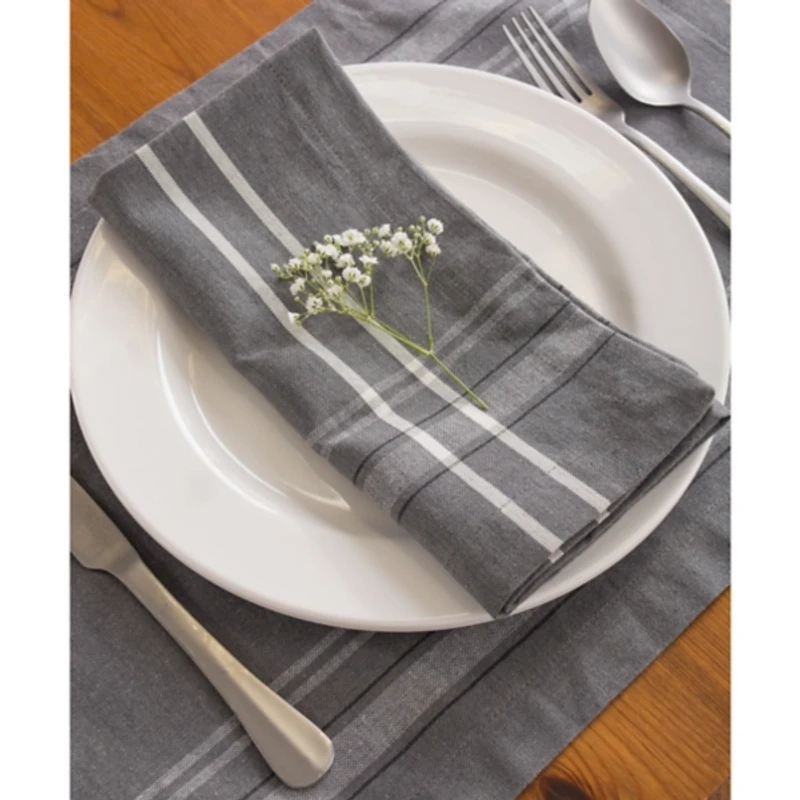 Gray Chambray French Stripe Napkins, Set of 6