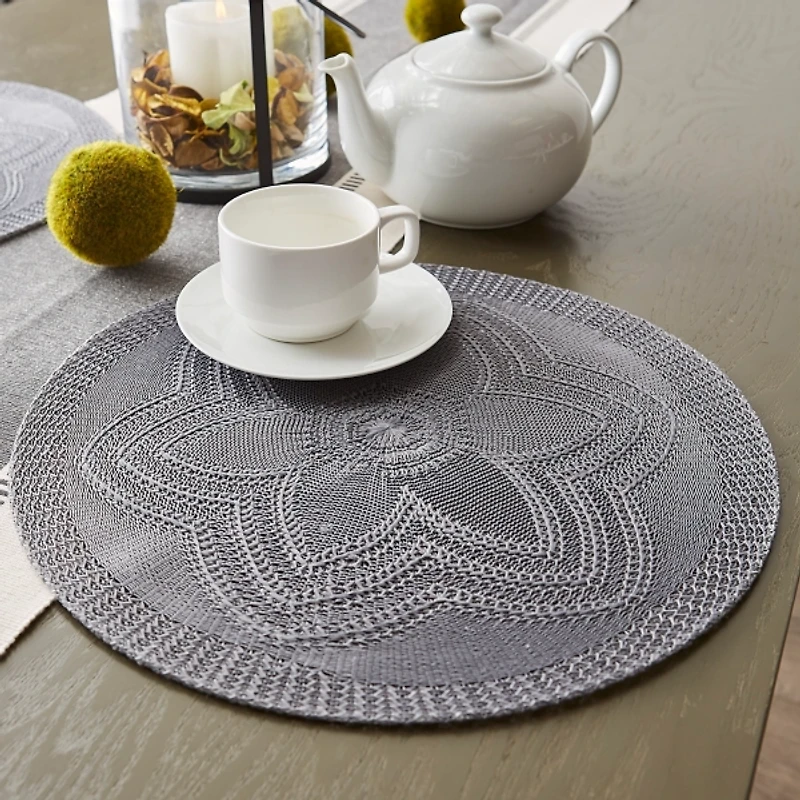 Gray Woven Round Placemats, Set of 6
