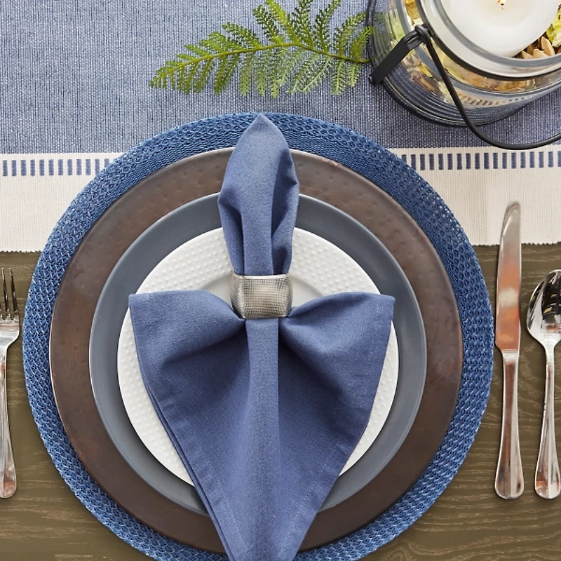 French Blue Woven Round Placemats, Set of 6