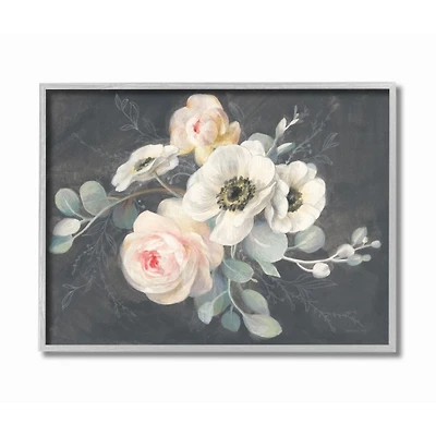 Chalk Flowers Framed Giclee Canvas Art Print