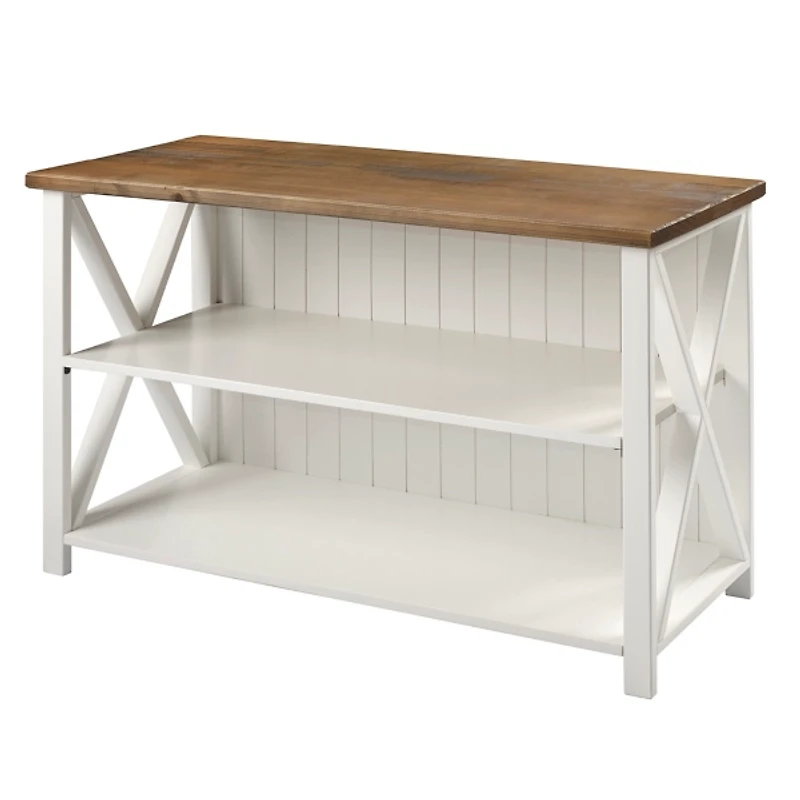 White and Rustic Oak Wood Farmhouse Console Table