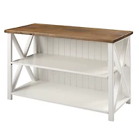 White and Rustic Oak Wood Farmhouse Console Table