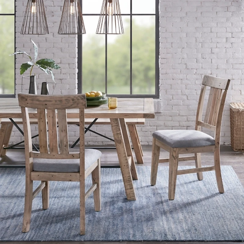 Gray Natural Wooden Sonoma Dining Chairs, Set of 2