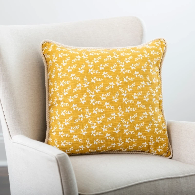 Yellow Embroidered Claudia Pillow