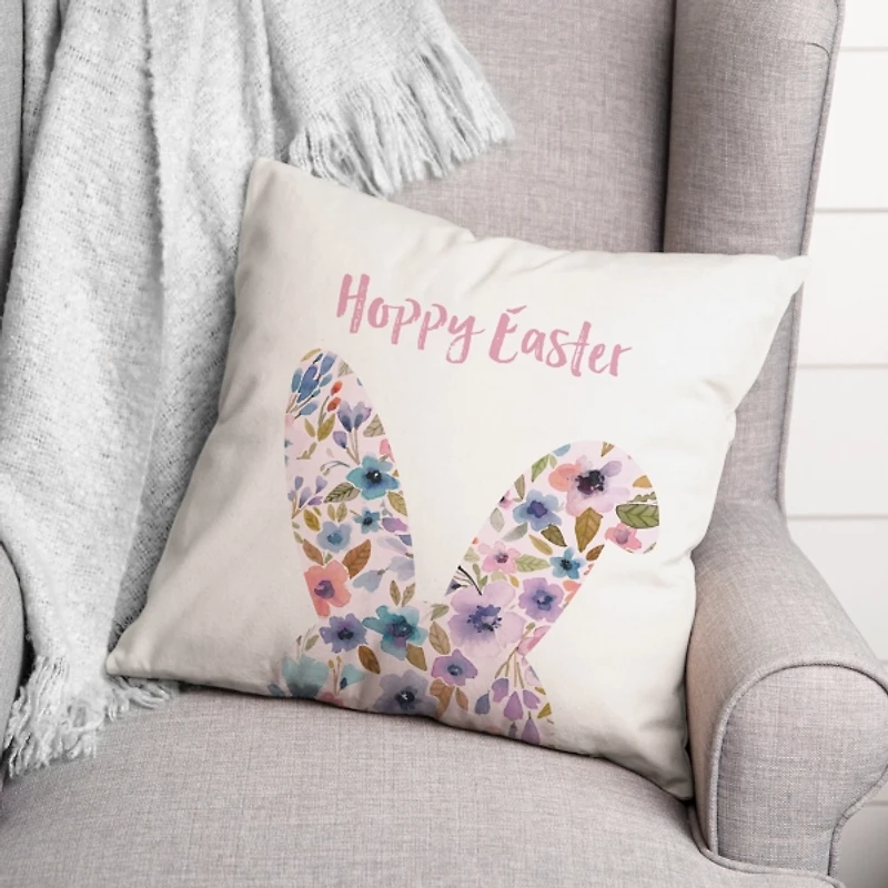 Floral Hoppy Easter Pillow