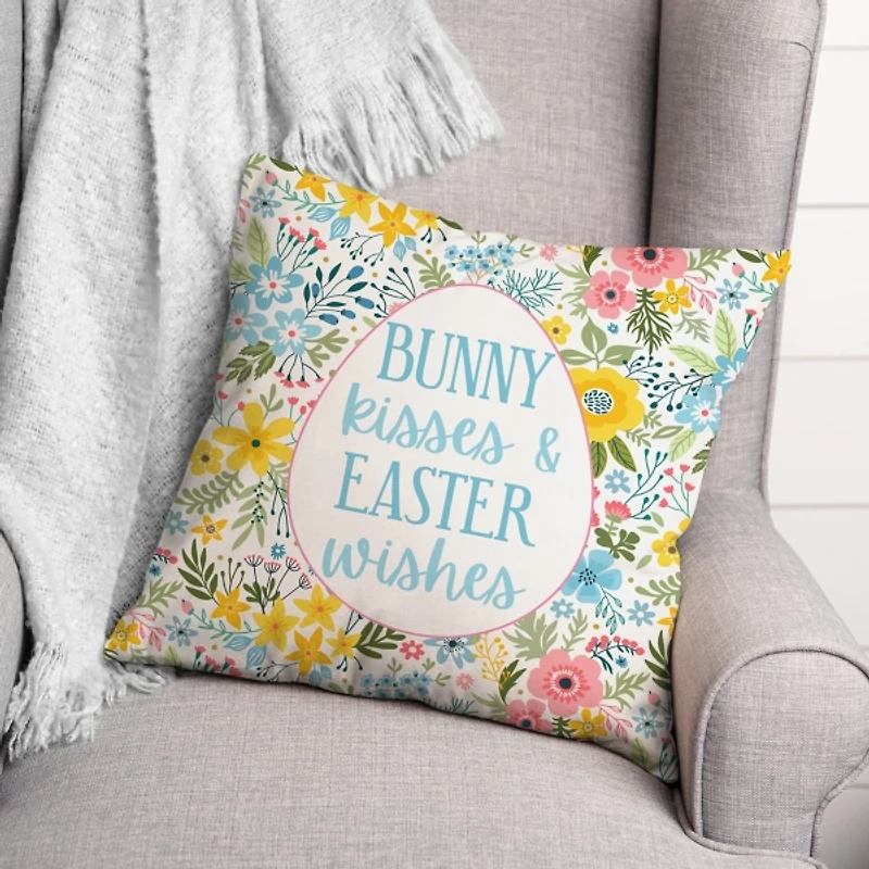 Bunny Kisses and Easter Wishes Pillow