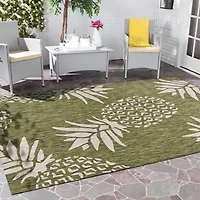 Green Pineapple Outdoor Area Rug, 7x9