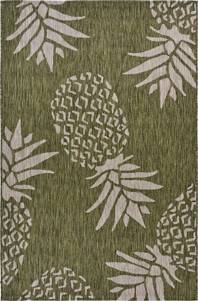 Green Pineapple Outdoor Area Rug, 7x9