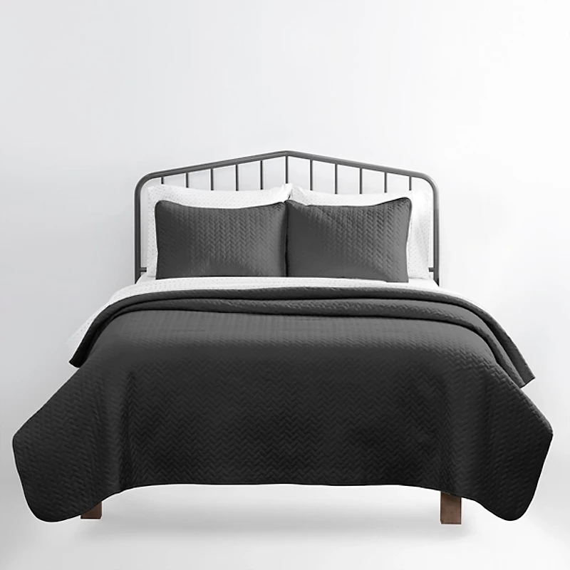 Gray Herring 3-pc. Queen Quilted Coverlet Set