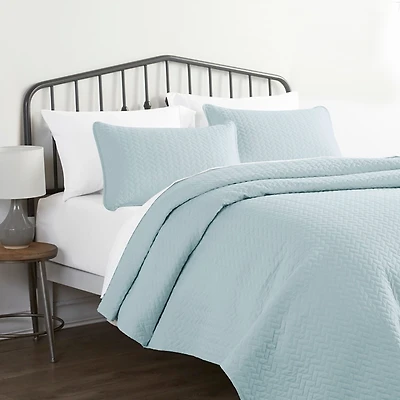 Pale Blue Herring 3-pc. Twin Quilted Coverlet Set