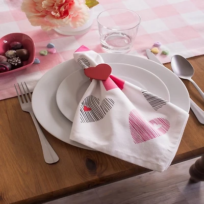 Red Heart Napkin Rings, Set of 6