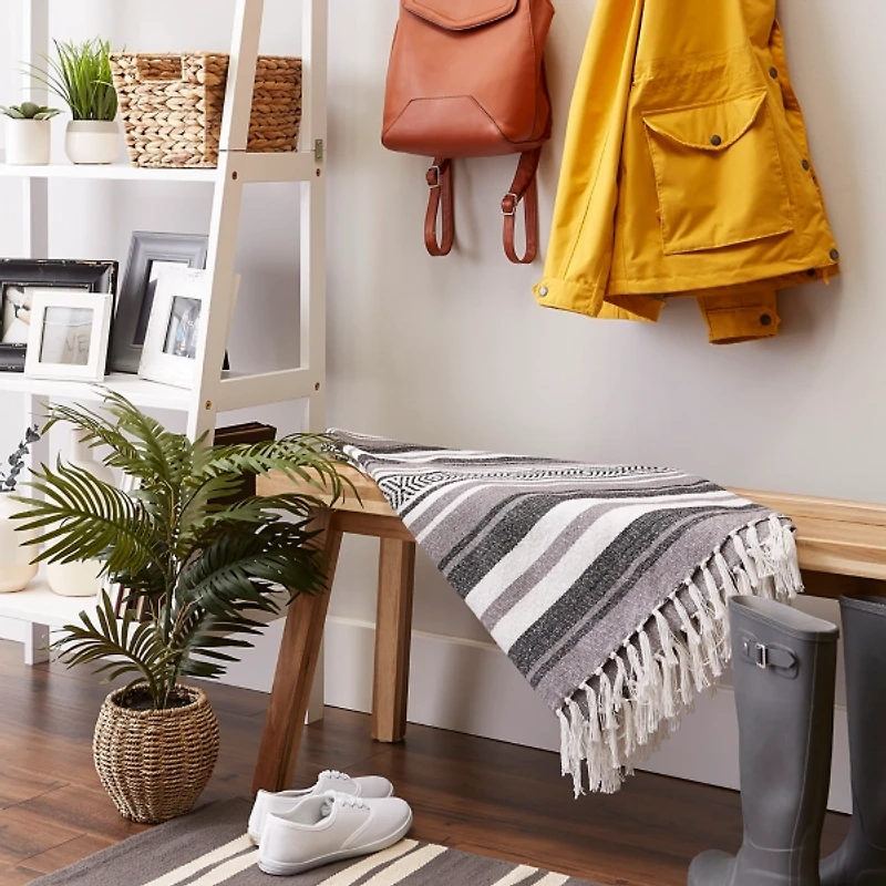 Black Farmhouse Stripe Throw