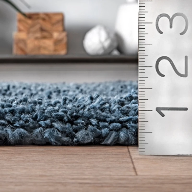 Blue Neva Plush Shag Area Rug, 5x7