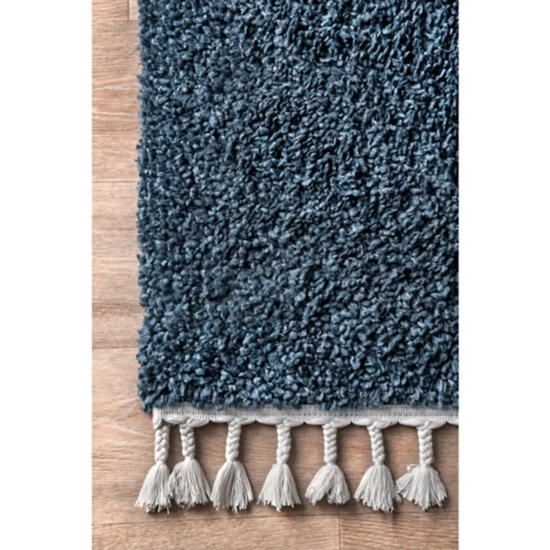 Blue Neva Plush Shag Area Rug, 5x7