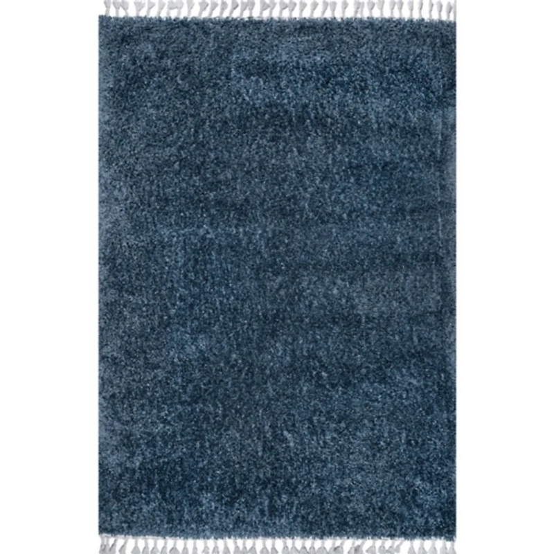 Blue Neva Plush Shag Area Rug, 5x7