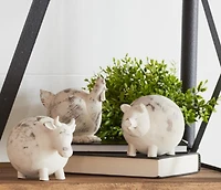 Weathered Stone Farm Animal Figurines, Set of 3