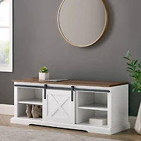 White Sliding Barn Door Bench