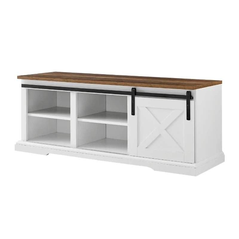 White Sliding Barn Door Bench