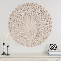Cream and Natural Ornate Medallion Wall Plaque