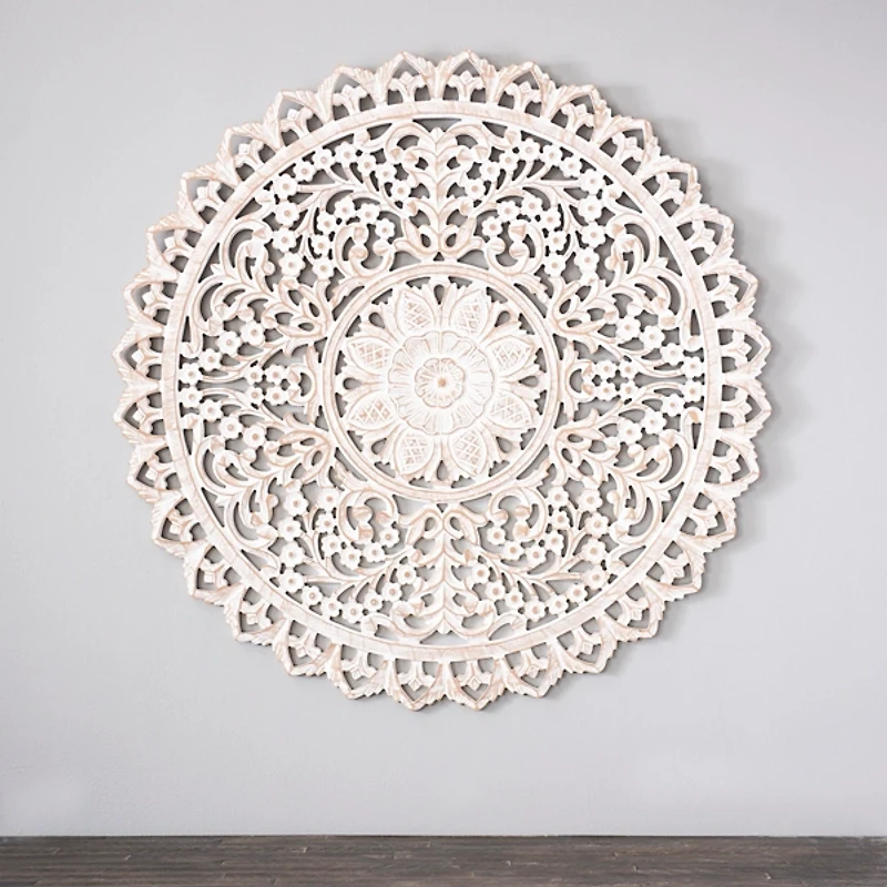 Cream and Natural Ornate Medallion Wall Plaque