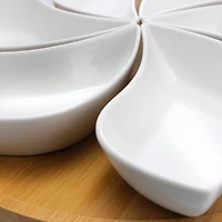 Bamboo 6 Piece Ceramic Flower Set Lazy Susan