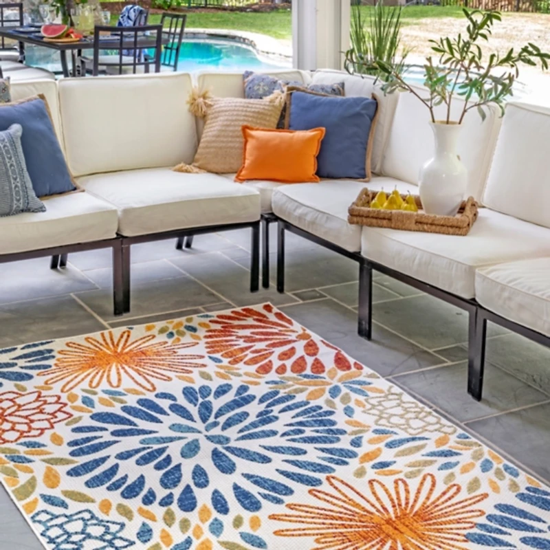 Multicolor Burst Indoor/Outdoor Area Rug