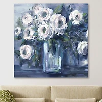 Indigo and White Blooms Giclee Canvas Art Print
