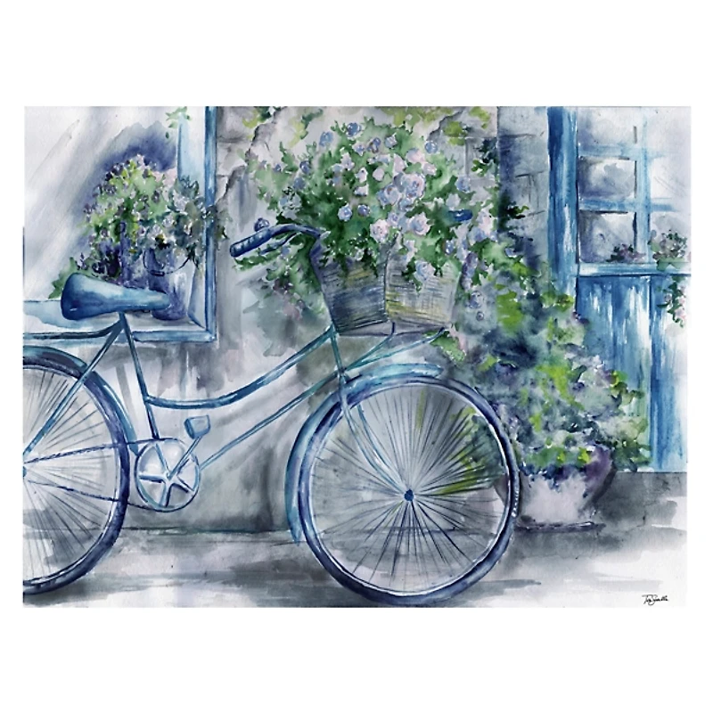 Blue Bicycle Florist Canvas Art Print, 40x30 in.