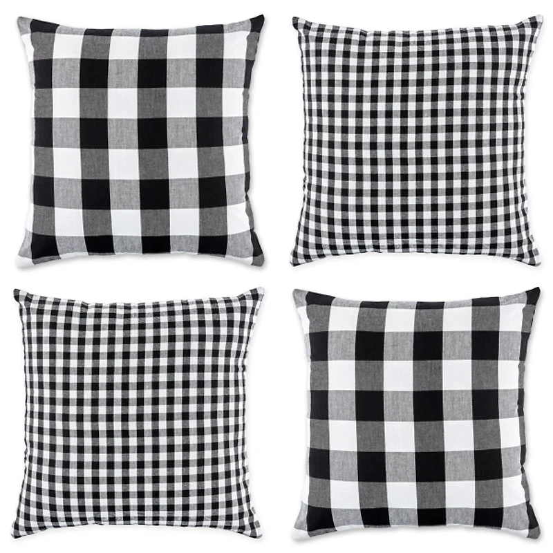 Black and White Gingham Pillow Covers, Set of 4