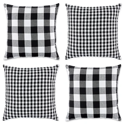 Black and White Gingham Pillow Covers, Set of 4