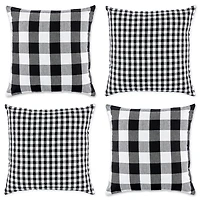 Black and White Gingham Pillow Covers, Set of 4
