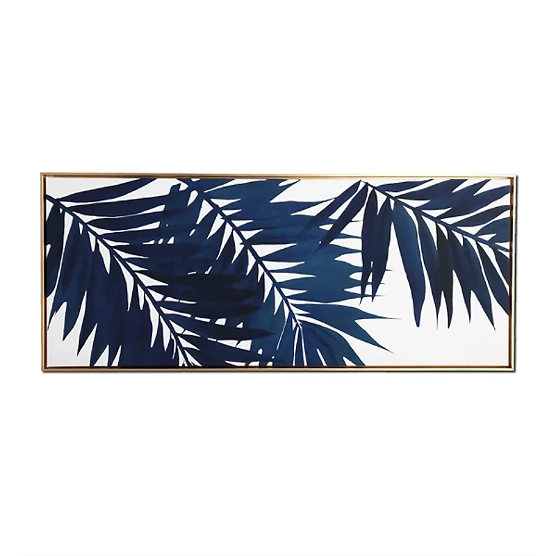 Blue Palms Framed Canvas Art Print