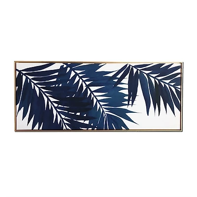 Blue Palms Framed Canvas Art Print