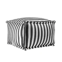 Gray Striped Outdoor Pouf