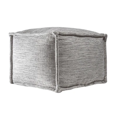 Gray Woven Outdoor Pouf